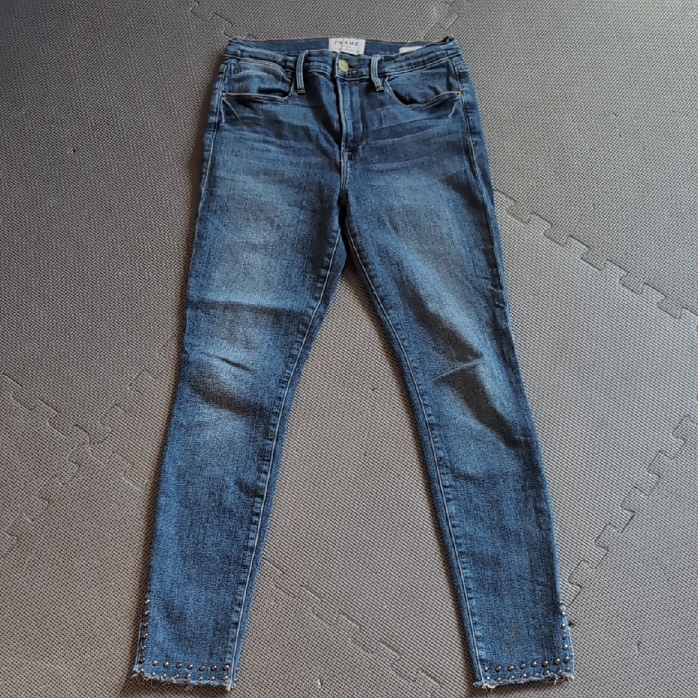 Frame Denim Le High Skinny Studded Hem Jean